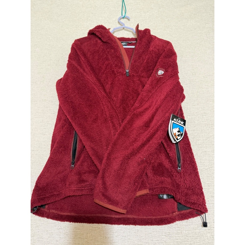 KUHL Synkro 1/4 Zip Hoody Mens XL Chili Oil Red High Pile Fleece 3140 NWT